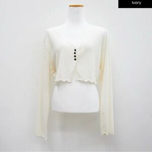 Ivory Ruffle Cropped Cardigan Size Small NWOT